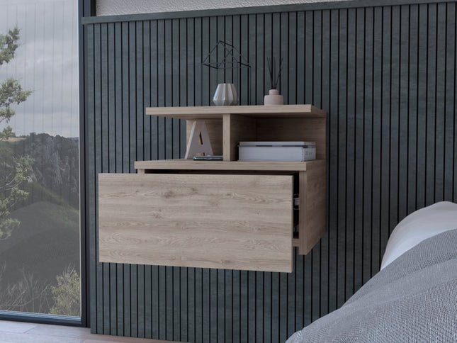 12" Light Gray Wood One Drawer Nightstand