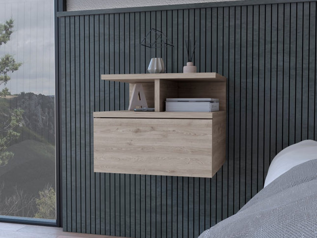 12" Light Gray Wood One Drawer Nightstand