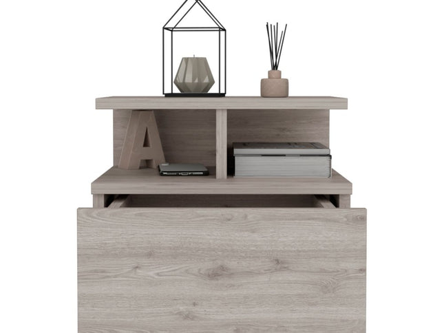 12" Light Gray Wood One Drawer Nightstand