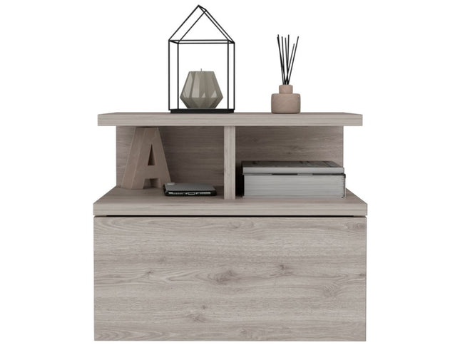 12" Light Gray Wood One Drawer Nightstand