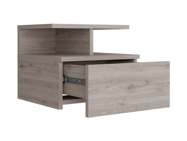 12" Light Gray Wood One Drawer Nightstand