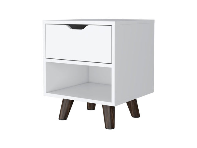 19" White Wood One Drawer Nightstand