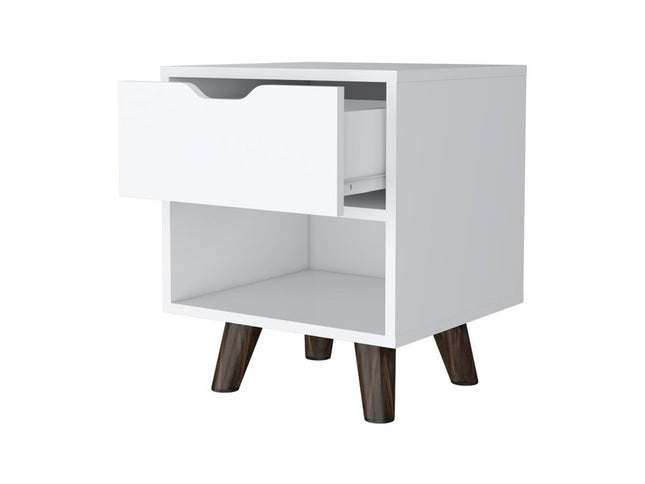 19" White Wood One Drawer Nightstand