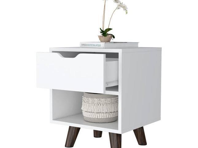 19" White Wood One Drawer Nightstand