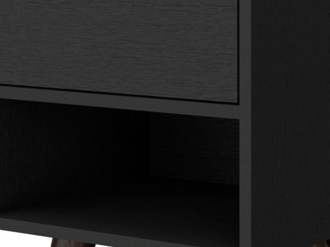 19" Black Wood One Drawer Nightstand
