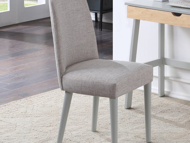 23" Gray Solid Wood And Fabric Upholstered Parsons Chair