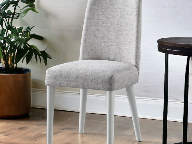 23" Gray Solid Wood And Fabric Upholstered Parsons Chair