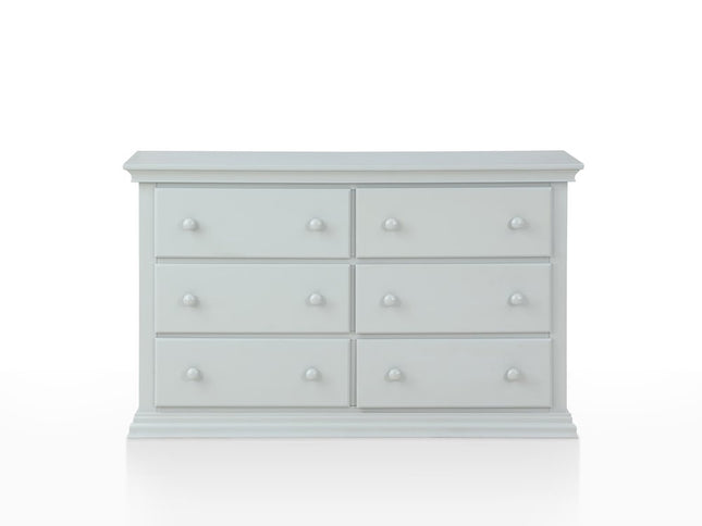 56" Gray Solid and Manufactured Wood Six Drawer Double Dresser