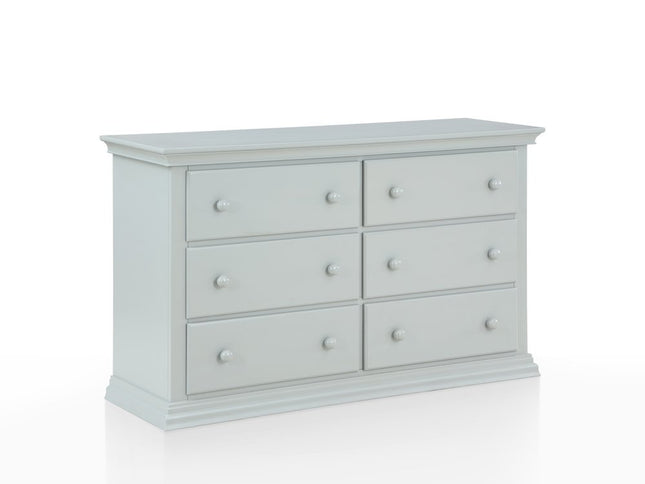 56" Gray Solid and Manufactured Wood Six Drawer Double Dresser