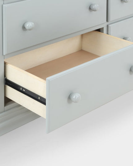 56" Gray Solid and Manufactured Wood Six Drawer Double Dresser