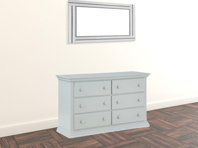 56" Gray Solid and Manufactured Wood Six Drawer Double Dresser