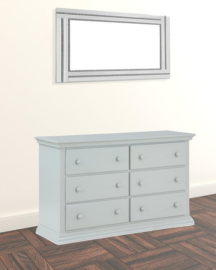 56" Gray Solid and Manufactured Wood Six Drawer Double Dresser