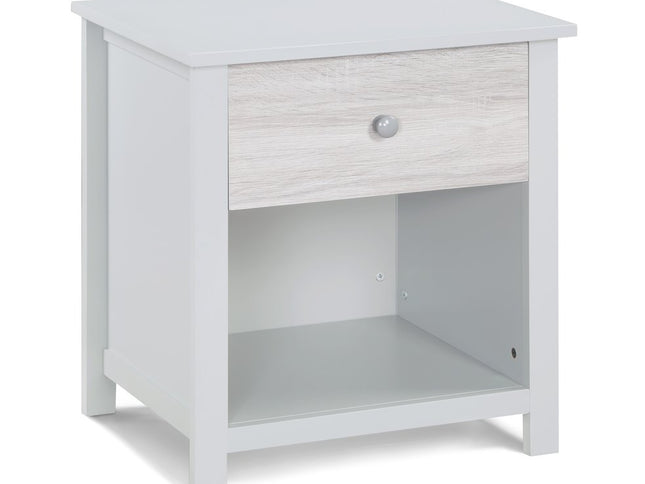 24" Gray Solid Wood and Wood One Drawer Nightstand