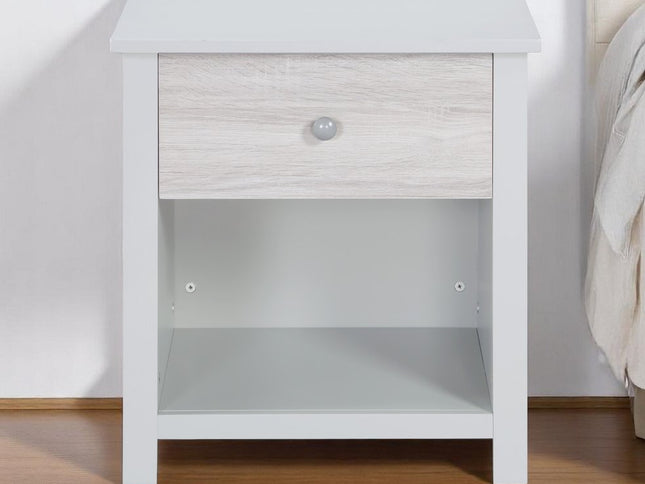 24" Gray Solid Wood and Wood One Drawer Nightstand