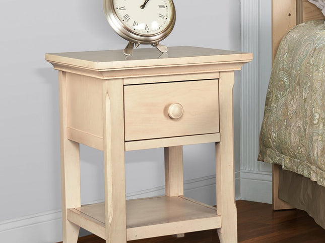24" Sand Solid Wood Solid and Manufactured Wood One Drawer Nightstand
