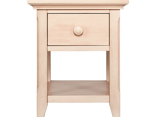 24" Sand Solid Wood Solid and Manufactured Wood One Drawer Nightstand