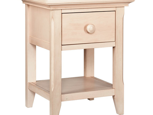 24" Sand Solid Wood Solid and Manufactured Wood One Drawer Nightstand