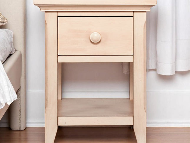 24" Sand Solid Wood Solid and Manufactured Wood One Drawer Nightstand