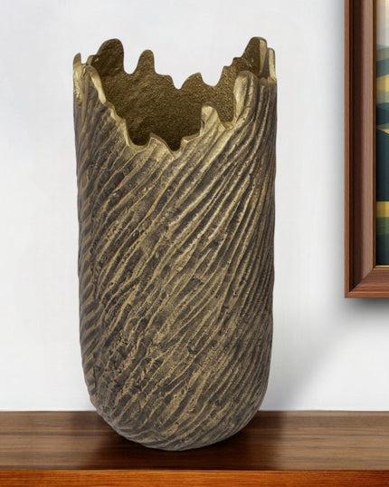 17" Gold Abstract Aluminum Table Vase