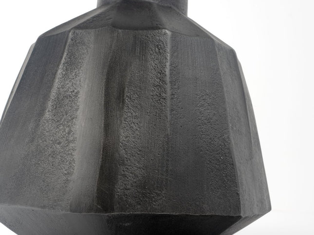 11" Gray Geometric Round Aluminum Table Vase