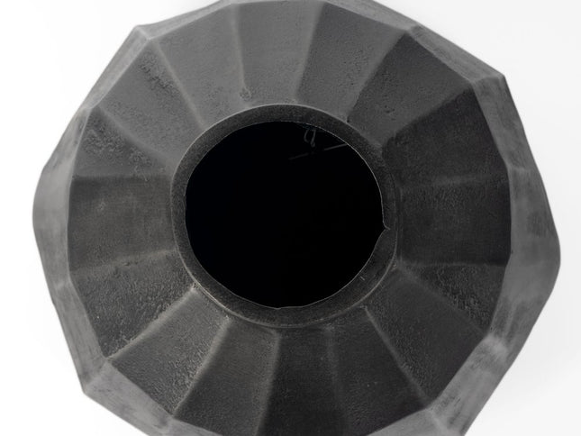 11" Gray Geometric Round Aluminum Table Vase