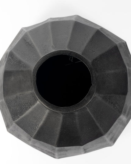 11" Gray Geometric Round Aluminum Table Vase