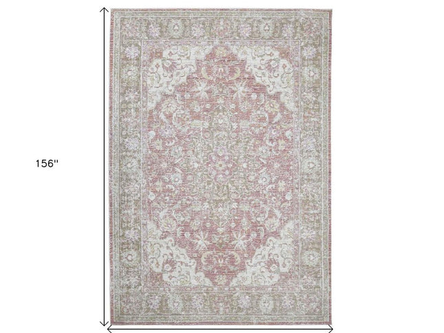 9' X 13' Pink And Gray Medallion Area Rug