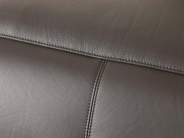 Gray Italian Leather Power Reclining U Shaped Five Piece Corner Sectional With Console