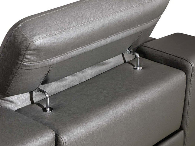 Gray Italian Leather Power Reclining U Shaped Five Piece Corner Sectional With Console