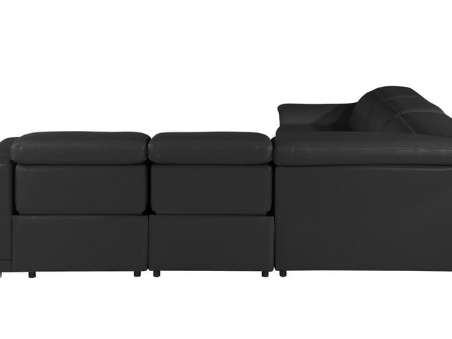 Black Italian Leather Modular L Shaped Five Piece Corner Sectional