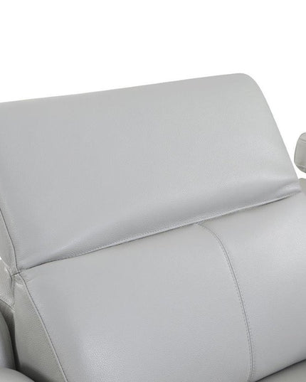 Light Gray Italian Leather Power Reclining U Shaped Five Piece Corner Sectional With Console