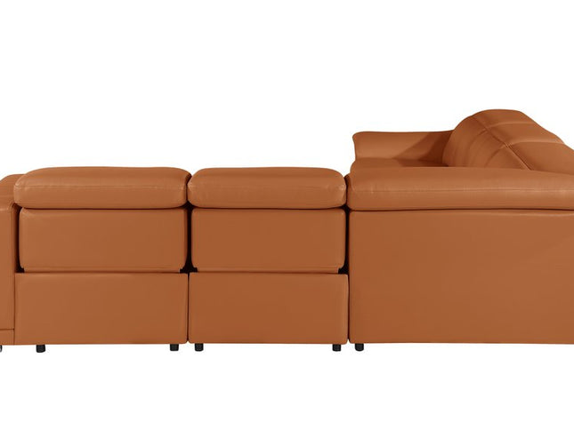 Camel Italian Leather Modular L Shaped Five Piece Corner Sectional