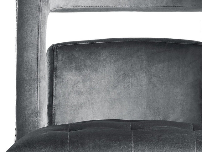 26" Gray and Black Velvet Tufted Side Chair