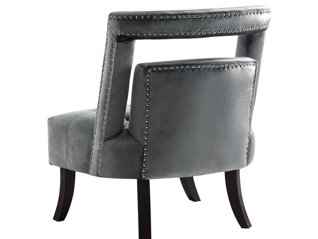 26" Gray and Black Velvet Tufted Side Chair