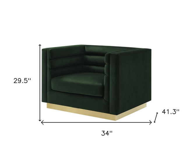 34" Hunter Green Velvet Tufted Club Chair