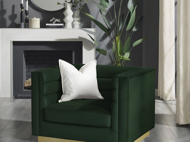 34" Hunter Green Velvet Tufted Club Chair