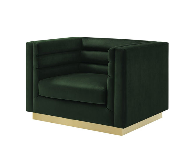 34" Hunter Green Velvet Tufted Club Chair