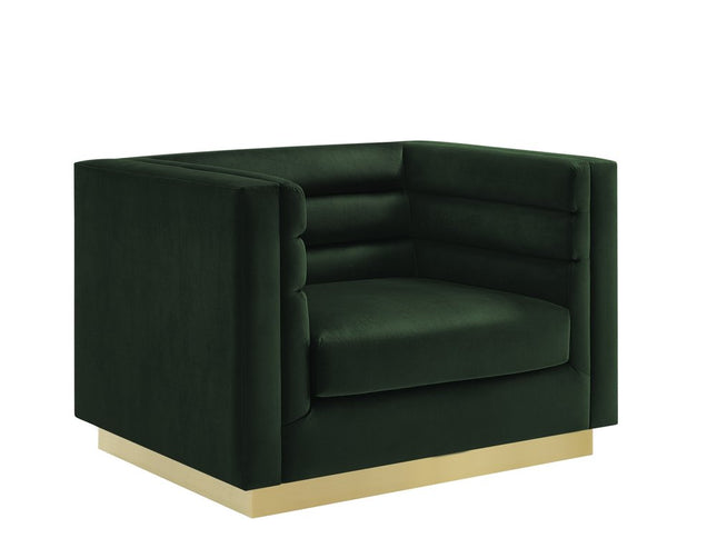 34" Hunter Green Velvet Tufted Club Chair