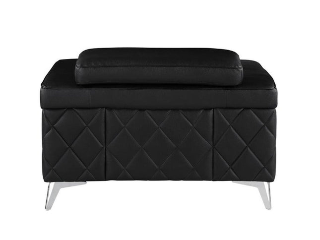 42" Black And Silver Top Grain Leather Club Chair