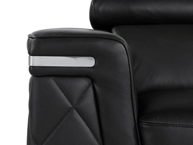 42" Black And Silver Top Grain Leather Club Chair