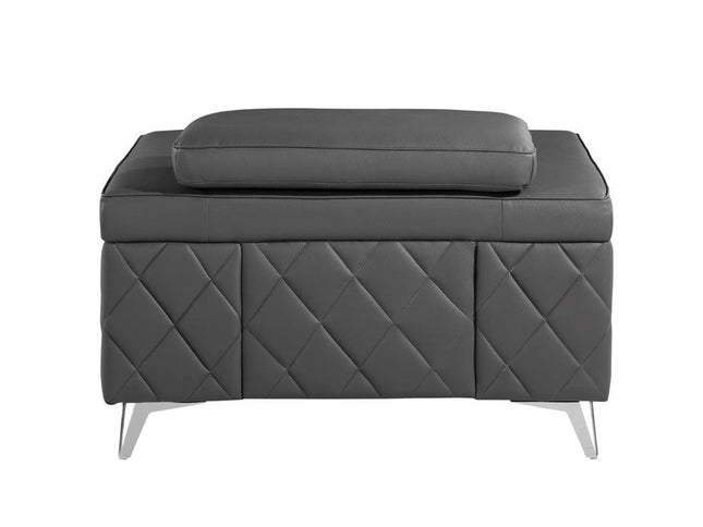 42" Gray And Silver Top Grain Leather Club Chair