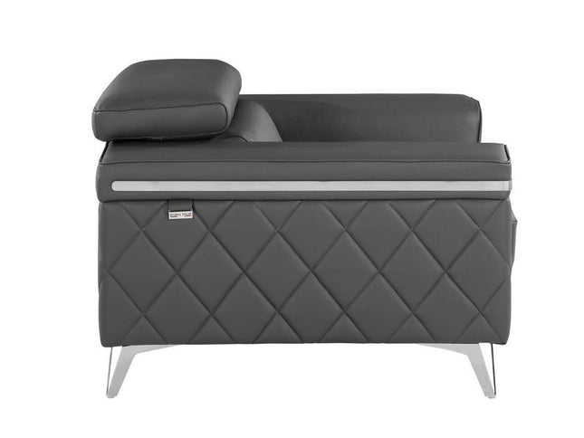 42" Gray And Silver Top Grain Leather Club Chair