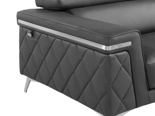 42" Gray And Silver Top Grain Leather Club Chair