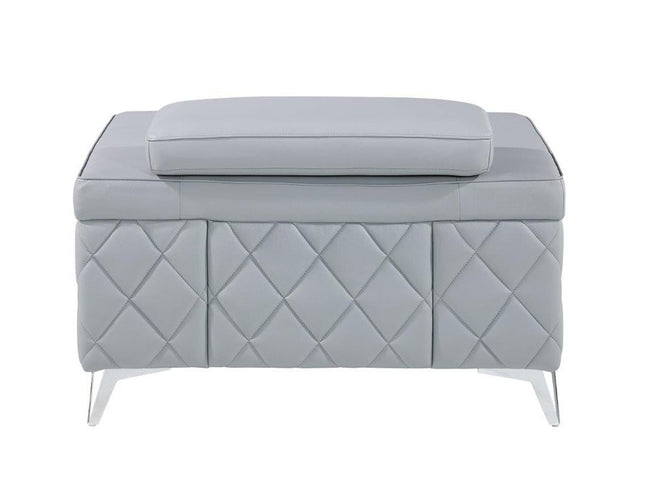 42" Light Gray And Silver Top Grain Leather Club Chair