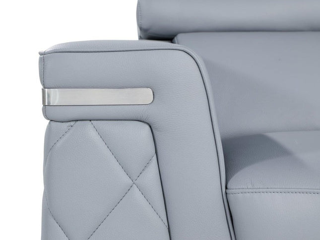 42" Light Gray And Silver Top Grain Leather Club Chair