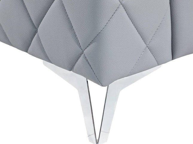 42" Light Gray And Silver Top Grain Leather Club Chair