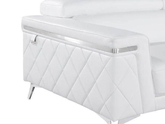 42" White And Silver Top Grain Leather Club Chair