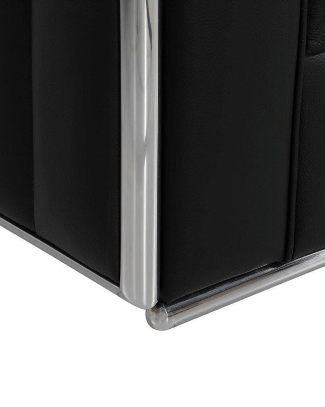 73" Black And Silver Metallic Top Grain Leather Loveseat