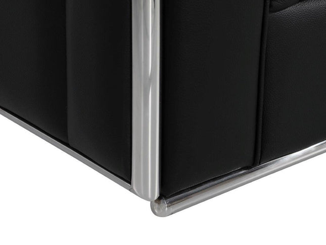 73" Black And Silver Metallic Top Grain Leather Loveseat