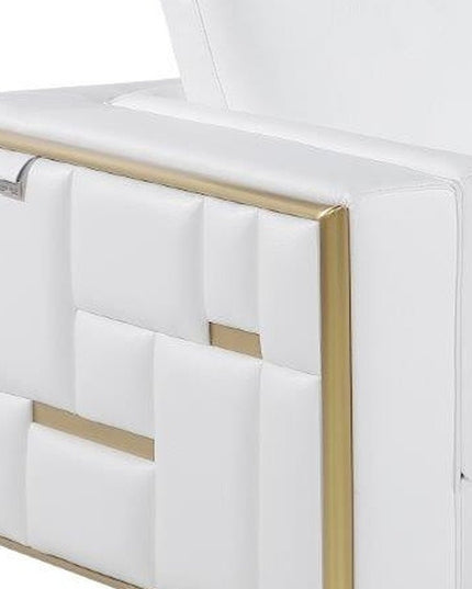 73" White And Silver Metallic Top Grain Leather Loveseat